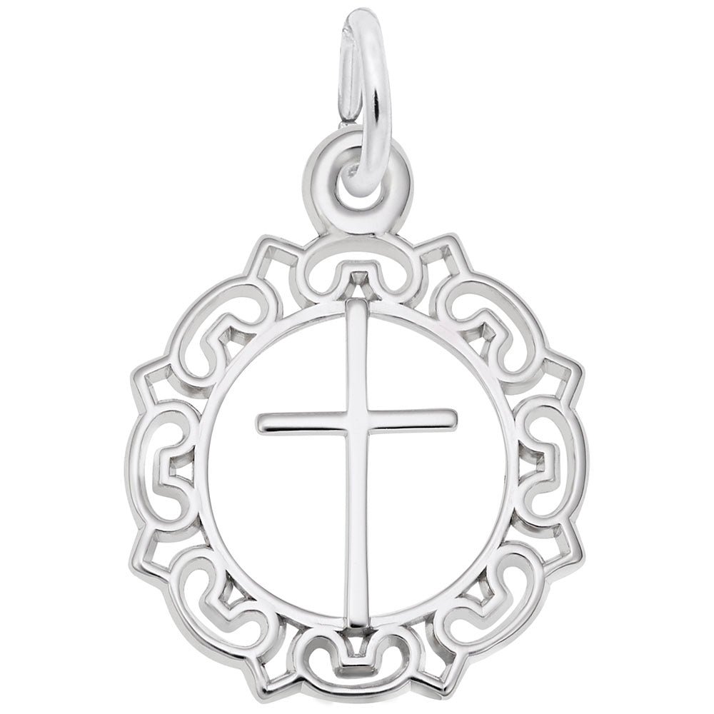 Rembrandt Charm Cross with Ornate Border Charm