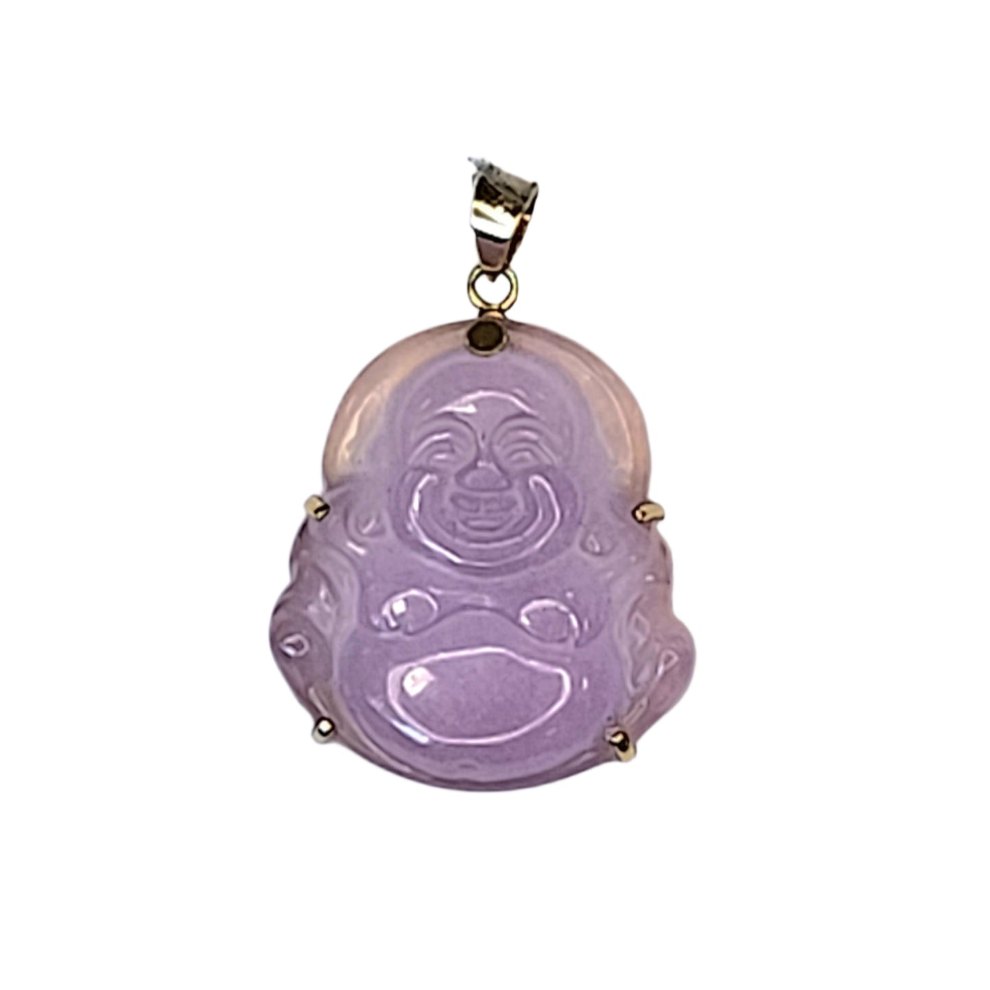 14k Yellowgold Purple Jade Buddha Pendant