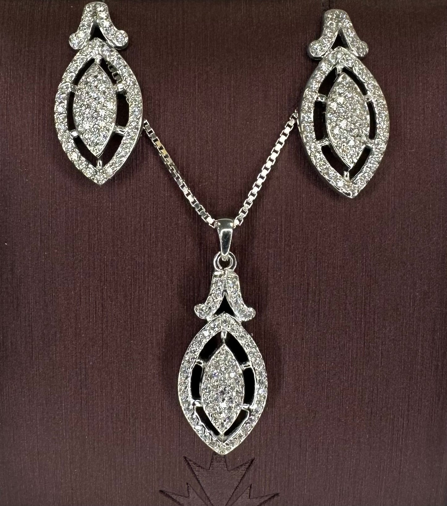 Sterling silver Fancy Necklace with Earrings CZ Set