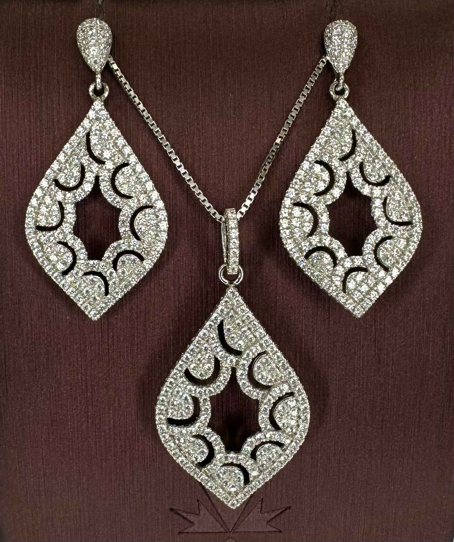 Sterling silver Necklace with Earrings CZ