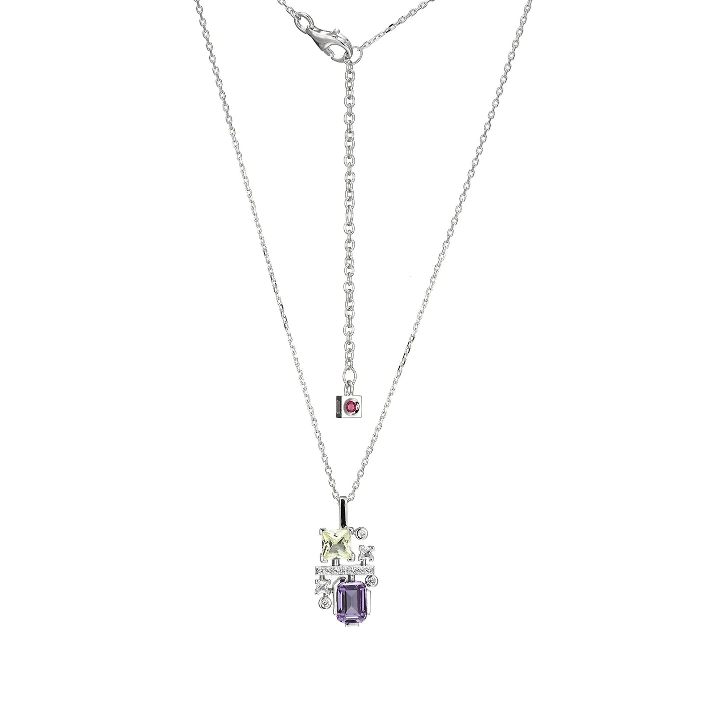 Elle Sterling Silver Multi Stone Lab Created Alexandrite Sapphire Necklace