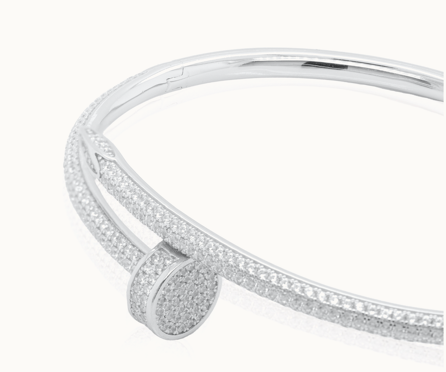 Sterling Silver Cz Nail Bangle