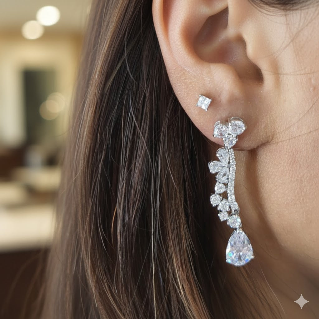 Sterling Silver Fancy Drop Earring