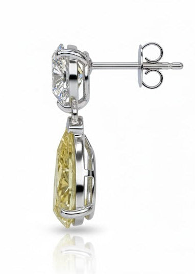 Sterling Silver Yellow Pear Shaped Dangling Earring