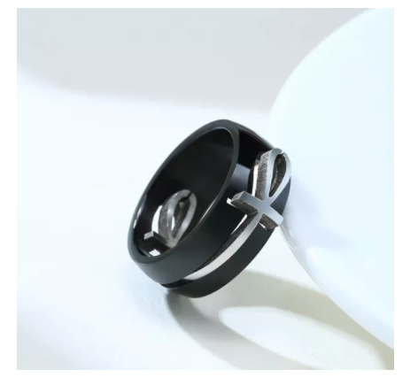 Black and Silver Ankh Band