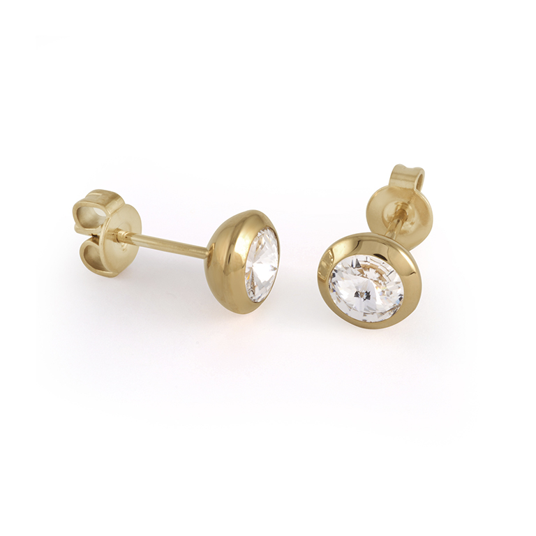 Gold Ip Swarovski Payramid Studs