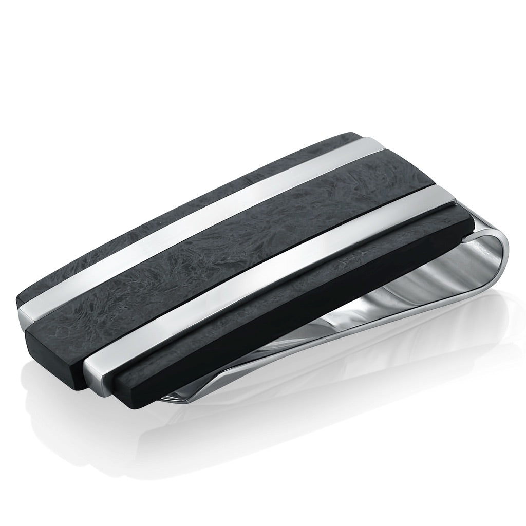 Black Matte Carbon Fiber And Stainless Steel Money-clip