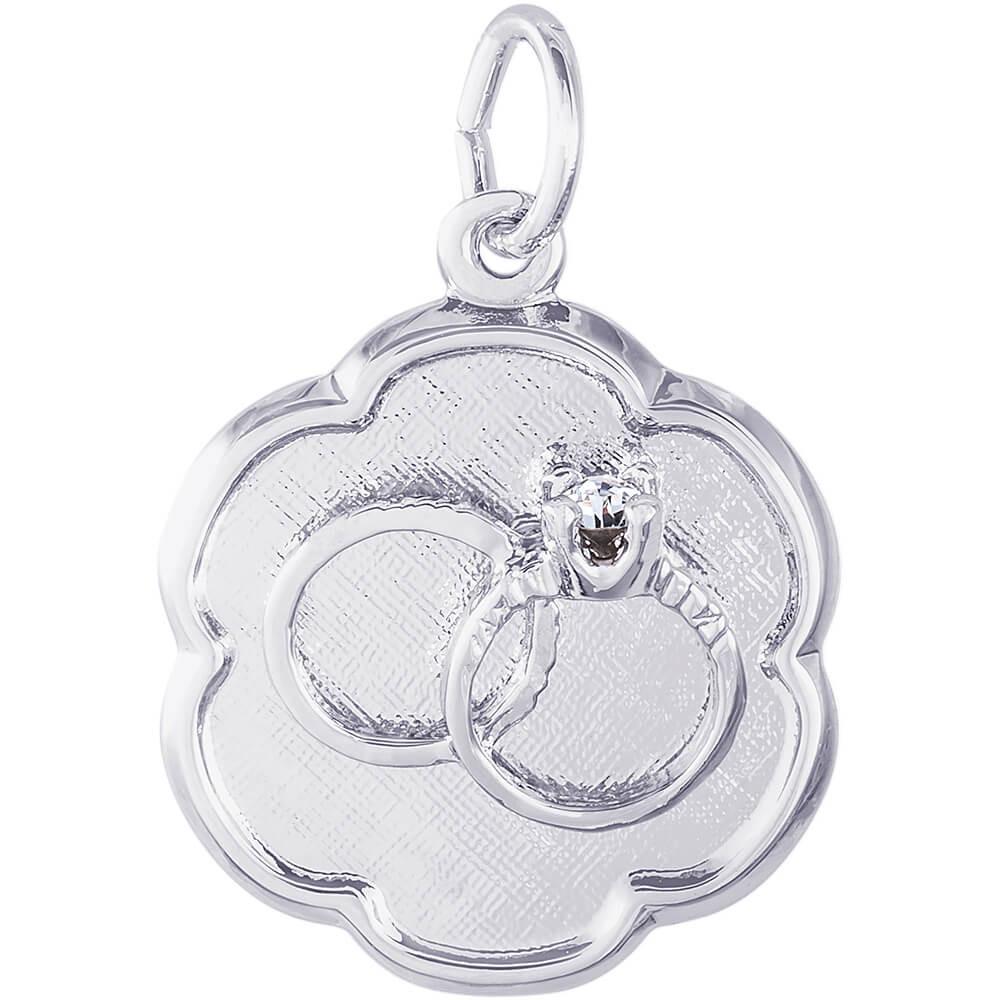 Rembrandt Charms Sterling Silver Wedding Ring Scalloped Disc Charm