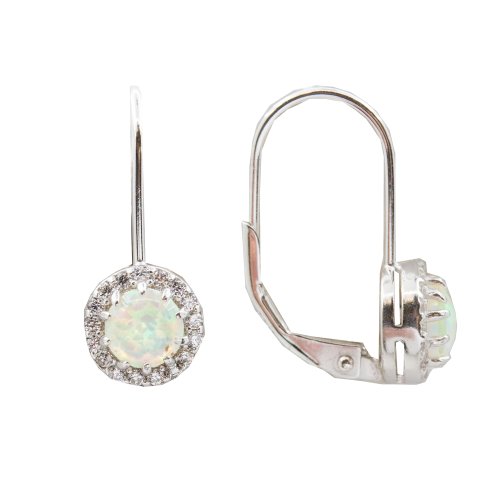 Sterling Silver Opal Leverback Earrings