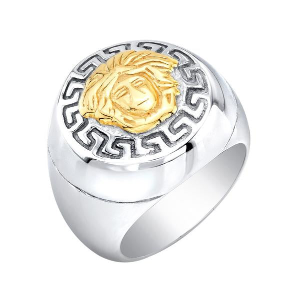 Two tone Design- Greek Key Ring