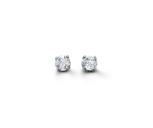 (4mm)Sterling Silver Cz Round Studs