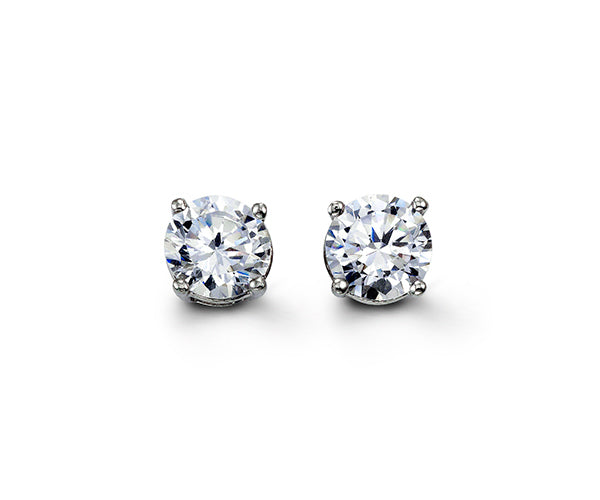 (7mm)Sterling Silver Round Cz Studs