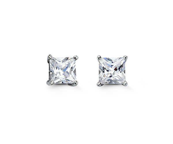 (6mm)Sterling Silver Cz Square Studs