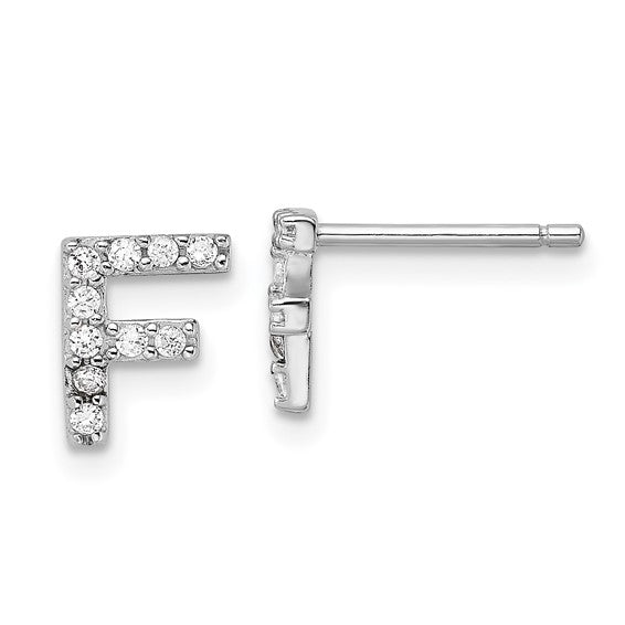 Sterling Silver Initial "F" Stud Earrings