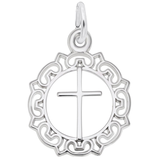 Rembrandt Charm Cross with Ornate Border Charm