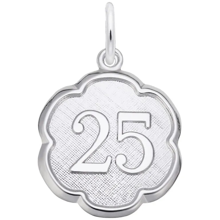 Rembrandt Charms Number Twenty Five Scalloped Disc Charm