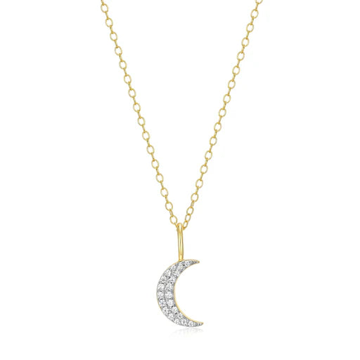 M by Monte Luna Sterling Silver Crescent Moon Lab Grown Diamond Necklace