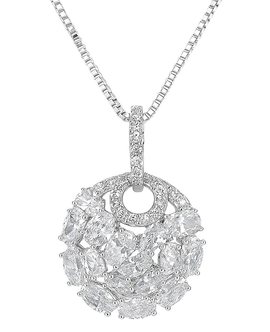 Sterling silver Round Fancy Necklace with CZ