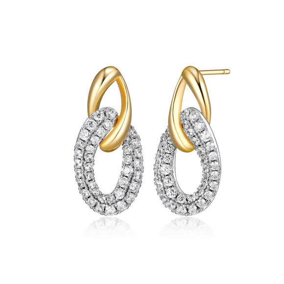 Sterling Silver Twisted Earrings with Cubic Zirconia