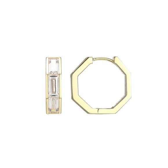 Elle Sterling Silver Gold Plated Baquette Hoop Earring