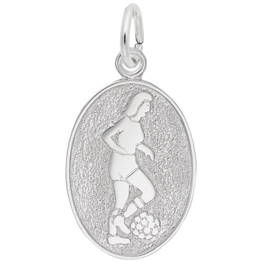 Rembrandt Charm Female Soccer Player Oval Disc Charm