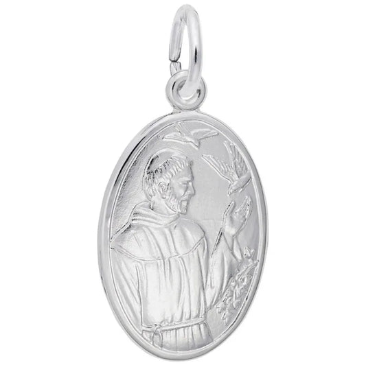 Rembrandt Charms Saint  Francis Oval Disc Charm