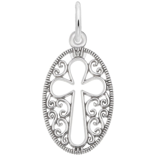 Rembrandt Charm Filigree Oval Cross Charm