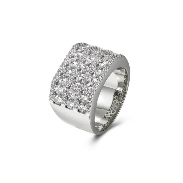 Sterling Silver Pavé Statement Ring