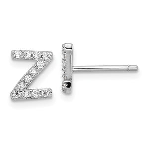 Sterling Silver Initial "Z" Stud Earrings