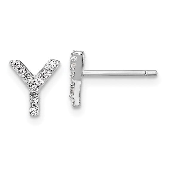 Sterling Silver Initial "Y" Stud Earrings