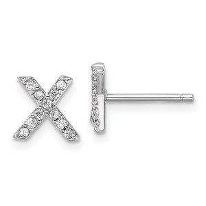 Sterling Silver Initial "X" Stud Earrings