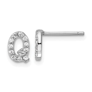Sterling Silver Initial "Q" Stud Earrings