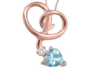 (0.24cttw) Rosegold Aquamarine and Diamond Necklace