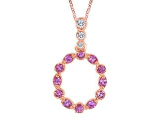 10k Rose Gold Pink Topaz Diamond Necklace