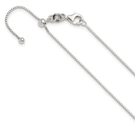 (1.5mm)Sterling Silver Adjustable Box Chain