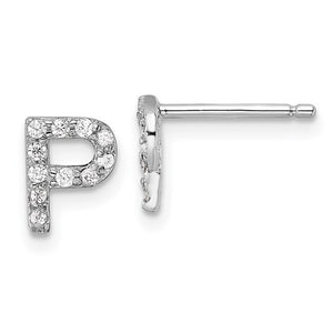 Sterling Silver Initial "P" Stud Earrings