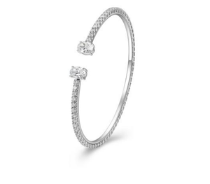 Sterling Silver Cuff bangle with Cubic Zirconia