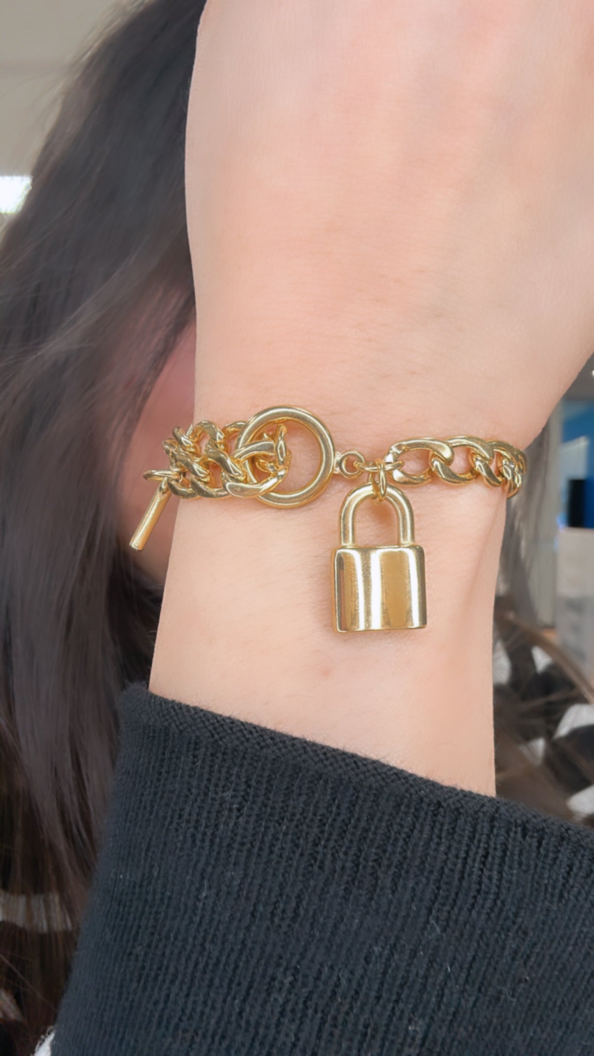 Stainless Steel Square Padlock Bracelet