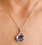 Elle Sterling Silver Amethyst Treasure Necklace with Cubic Zirconia