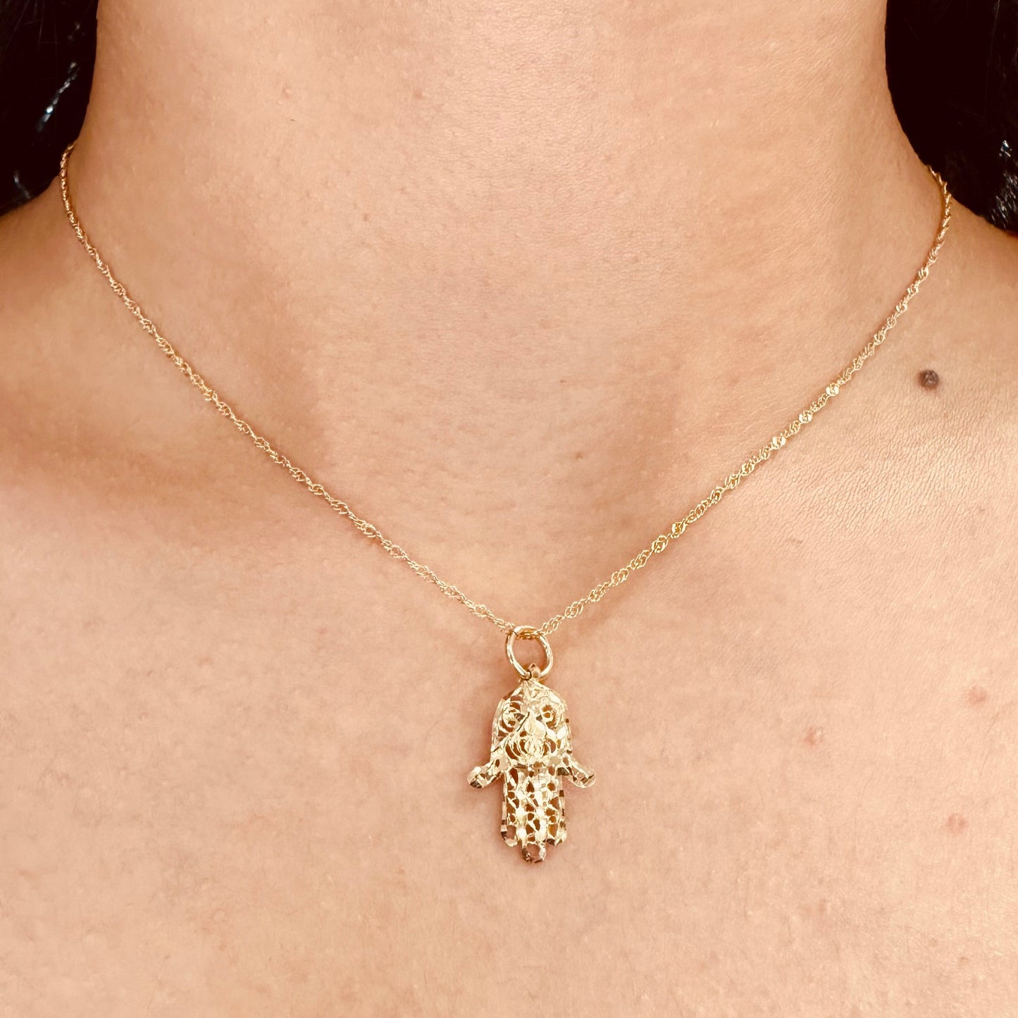 10K Hamsa Hand Gold Necklace