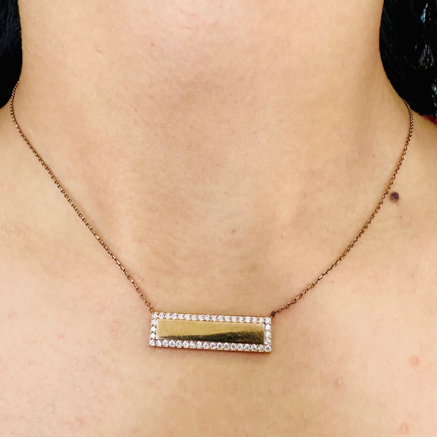 Rosegold CZ Bar Necklace