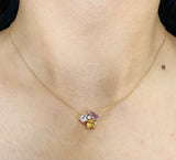 10k Yellow Gold Aquamarine, Amethyst, Citrine, and Diamonds Necklace