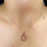 10k Rose Gold Pink Topaz Diamond Necklace