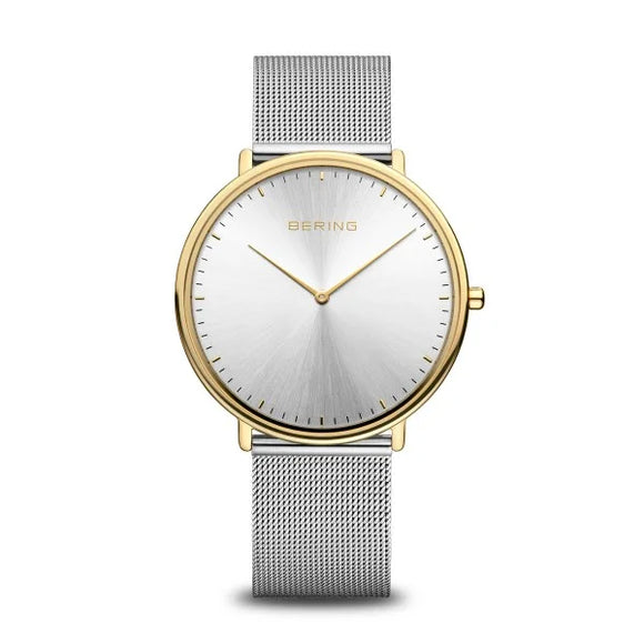 Bering Classic Men's Ultra Slim Stainless Steel Watch In Yellow Gold/Silver  | 15739-010