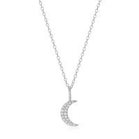 M by Monte Luna Sterling Silver Crescent Moon Lab Grown Diamond Necklace