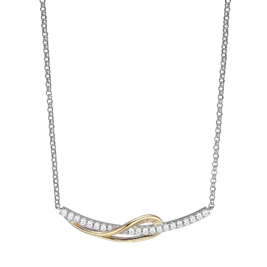 Elle Sterling Silver Bar Necklace with Cubic Zirconia