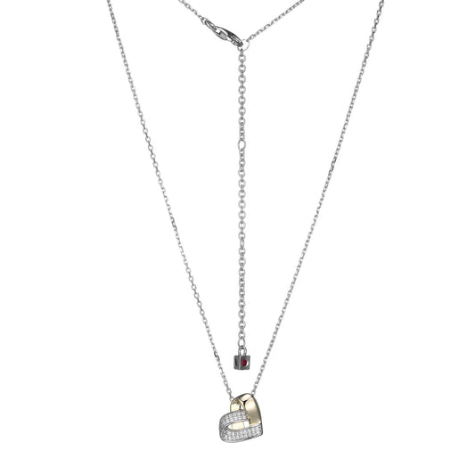 Elle Sterling Silver Heart Necklace with Cubic Zirconia