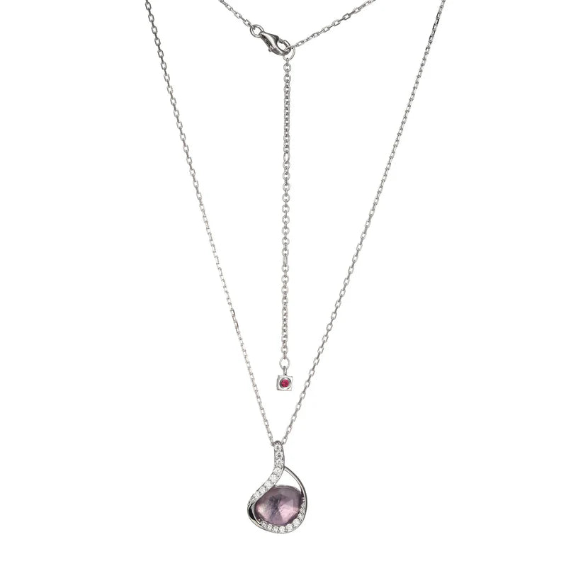 Elle Sterling Silver Amethyst Treasure Necklace with Cubic Zirconia