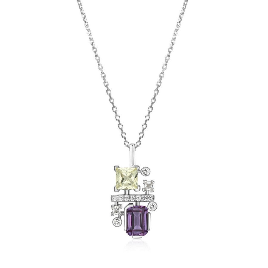 Elle Sterling Silver Multi Stone Lab Created Alexandrite Sapphire Necklace