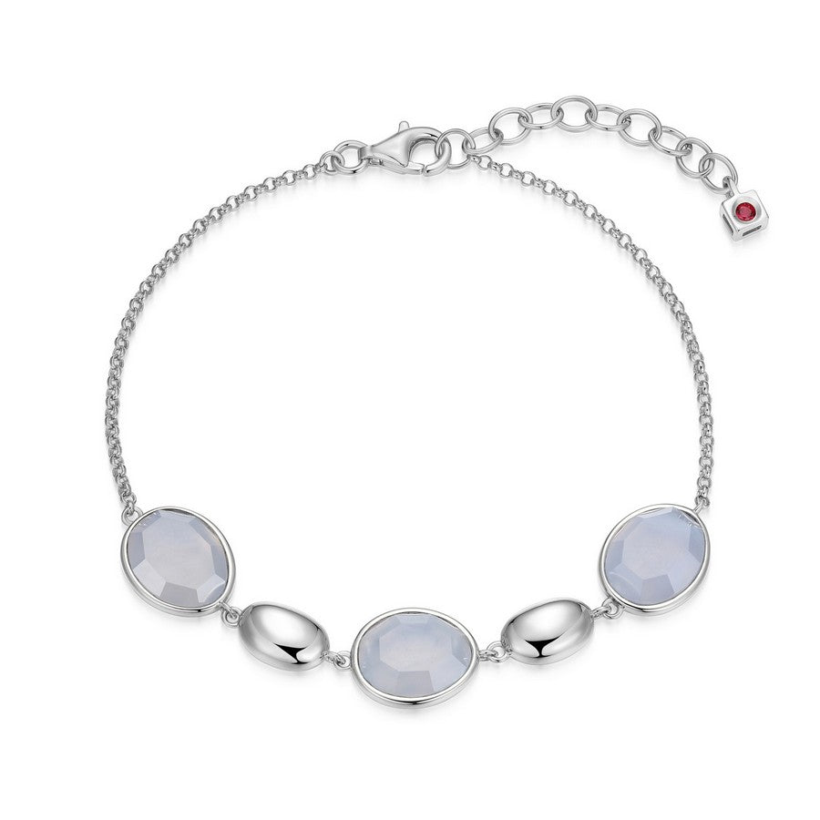 ELLE Sterling Silver Blue Lace Agate Gemstones Bracelet